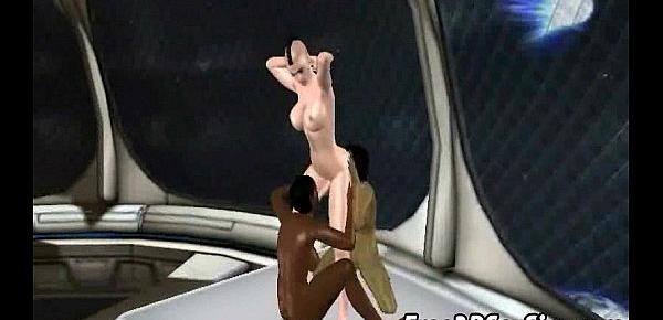  Three horny 3D shemales getting it on in a spaceship